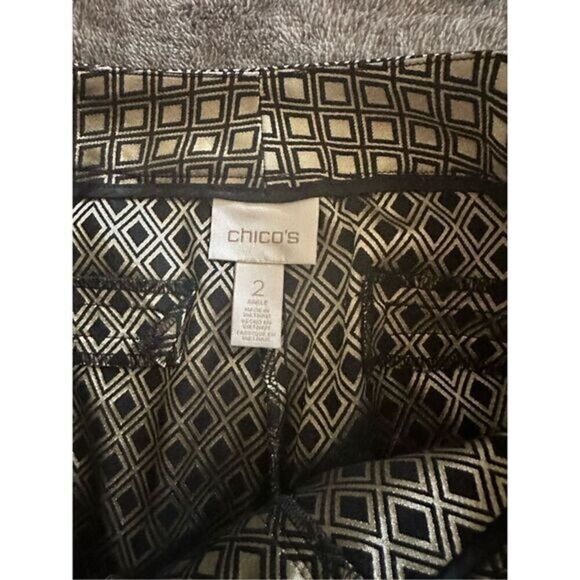 Chico’s Metallic Size 2 Trouser Pants‎ Gold - Picture 4 of 5